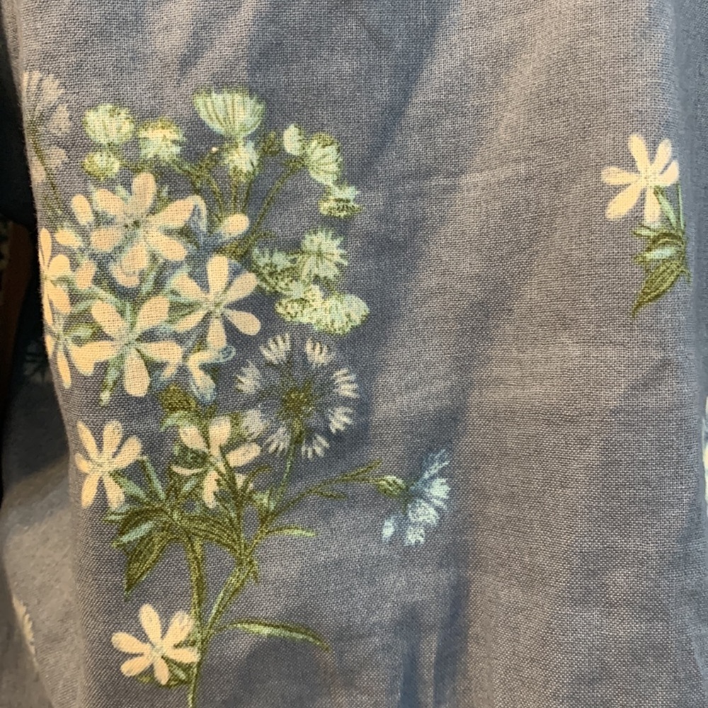 Denim Round Neck 3/4 Sleeve Blouse - Picture 5 of 8